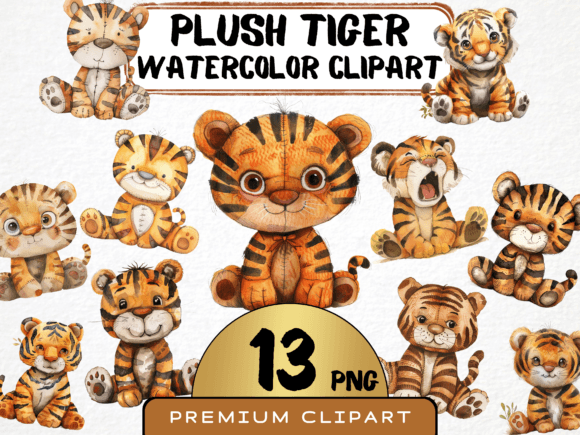 Download Watercolor Plush Tiger Clipart - Tiger clipart Collection