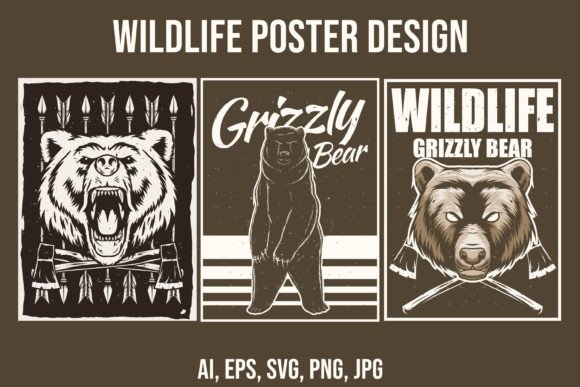 Download Wildlife Poster Design with Bear Mascot - Bear mascot Collection