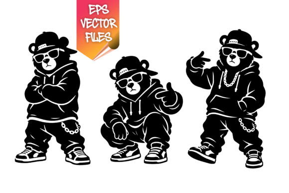 Download Hip Hop Bear Mascot Vector Pack - Bear mascot Collection