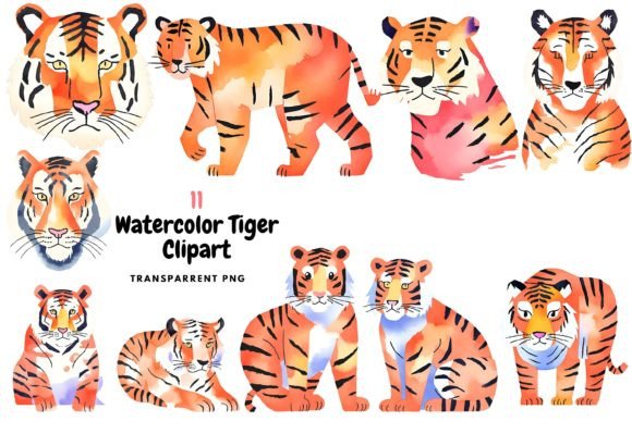 Download Watercolor Tiger Clipart PNG - Tiger clipart Collection