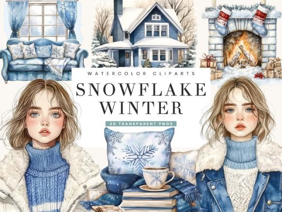 Download Cozy Snowflake Winter Clipart Bundle - Winter Collection