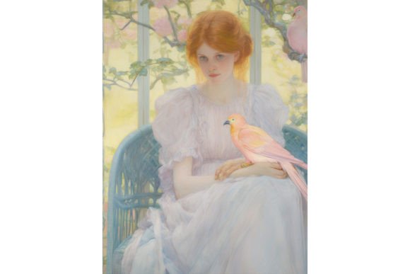 Download Girl and Parrot - Impressionism Art - Premium Resources