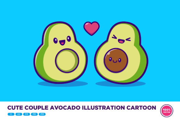 Download Cute Couple Avocado Illustration Cartoon - Avocado illustration Collection