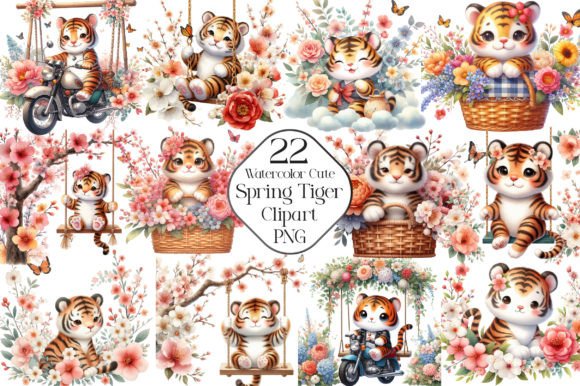 Download Watercolor Cute Spring Tiger Clipart - Tiger clipart Collection