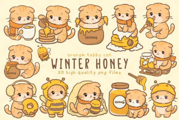 Download Winter Honey Orange Cat Clipart - Winter Collection