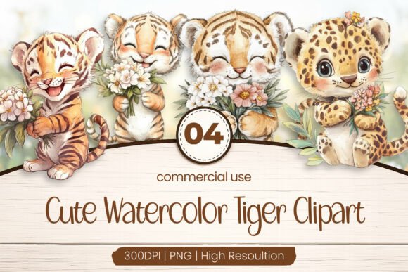 Download Cute Watercolor Tiger Clipart PNG - Tiger clipart Collection